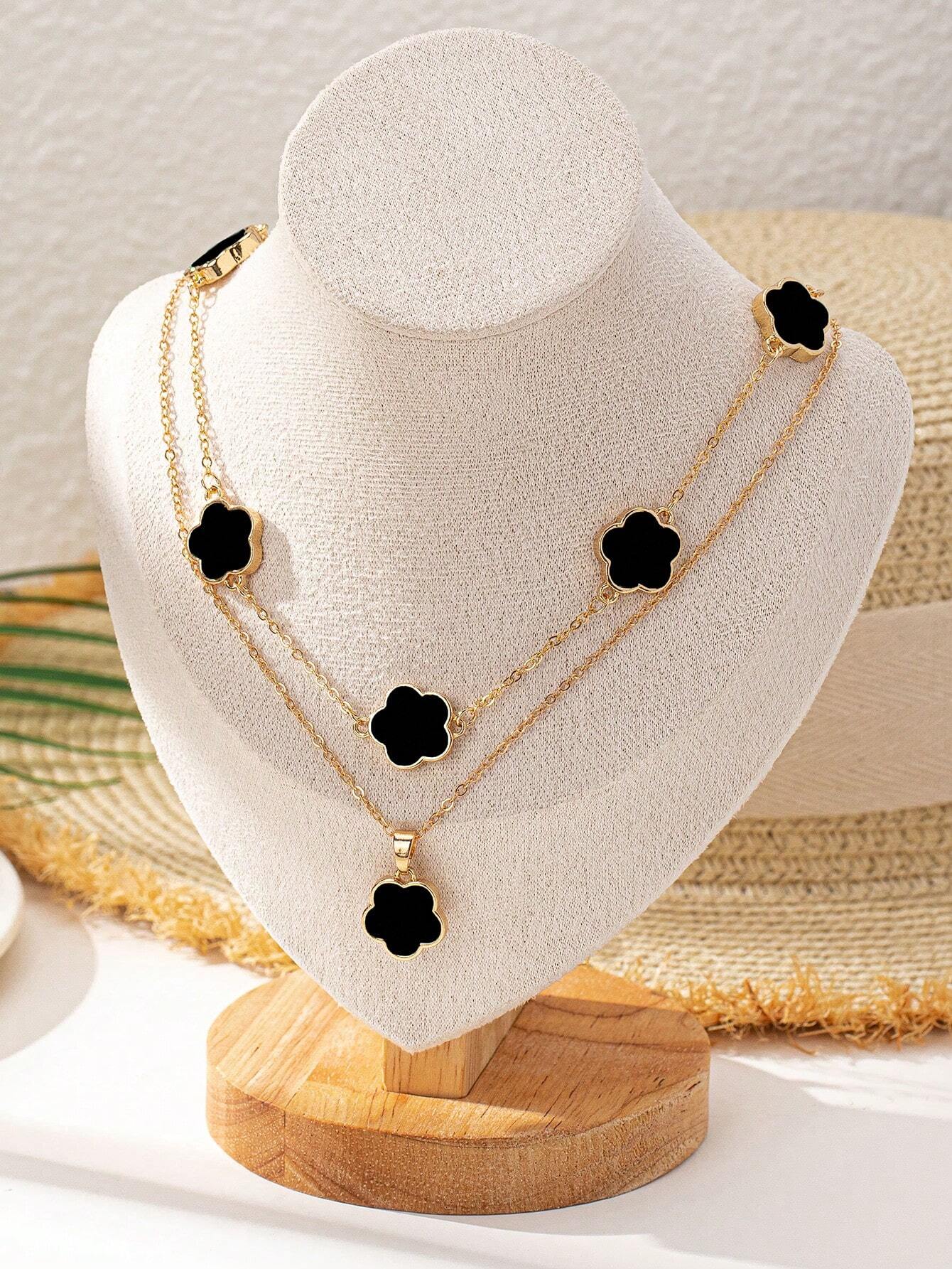 4 leaf clover 2 piece necklace set