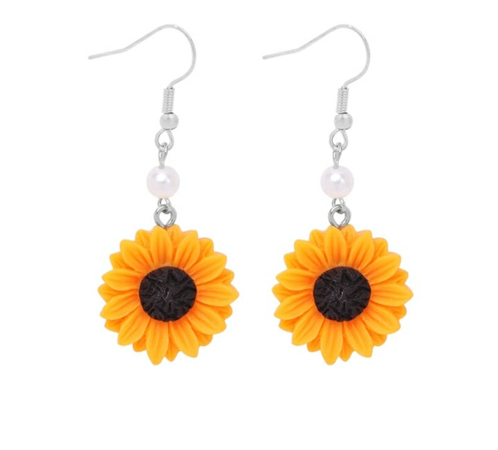 Sunflower drop earrings