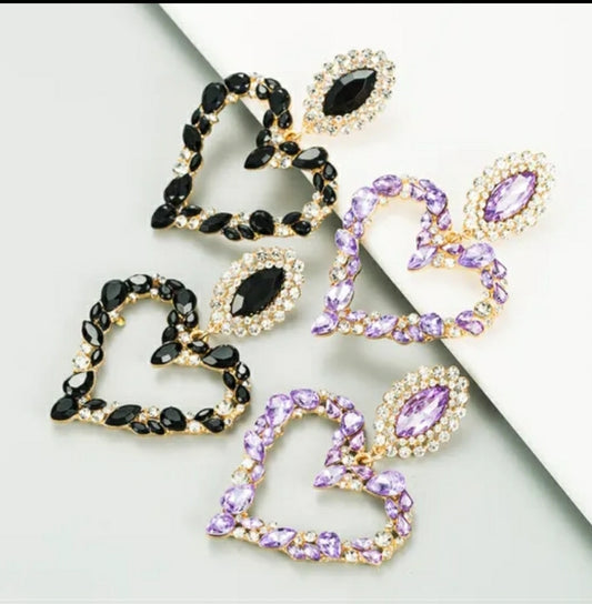 Beautiful heart shaved cubic zirconia drop earrings