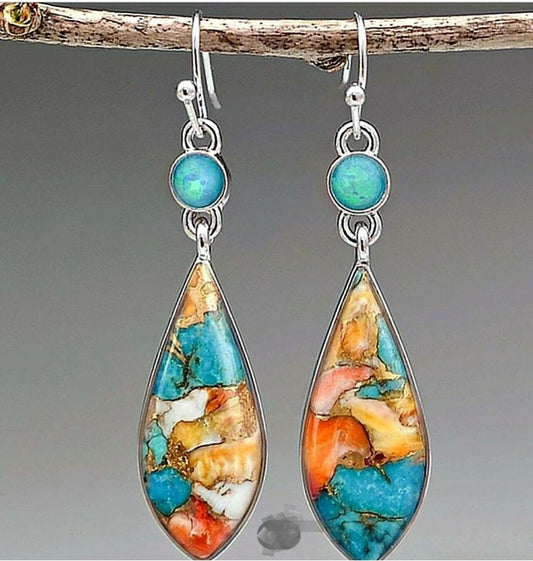 Beautiful mixed turquoise dropped earrings