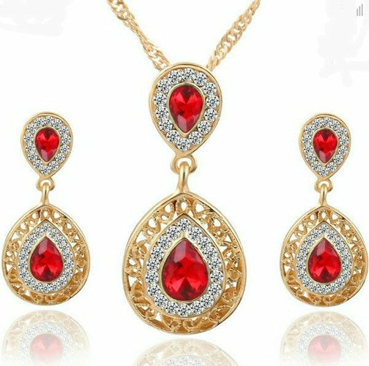 Elegant gemstone necklace and earrings set
